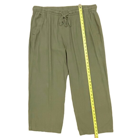 High-Waisted Wide-Leg Linen-Blend Pants | Hunter Green | Drawstring Waist - Picture 9 of 11